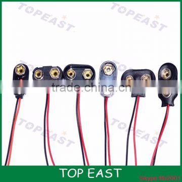 I and T TYPE Black Red Short Cable Connection 9V Battery Clips Connector Buckle