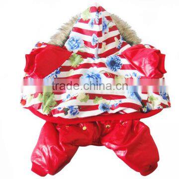 Luxury Fur Flower Cotton Red Dog Clothes photo-2