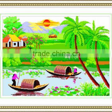 Beautiful Scenery Vietnam Style 100% Precisely Printed Cross Stitch