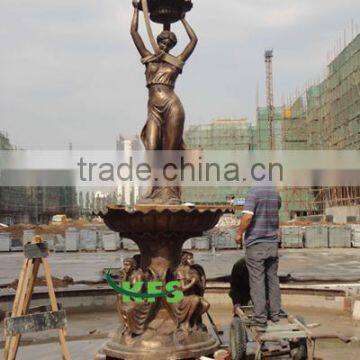 Outdoor copper ladies fountain statue