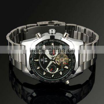 Men Black Dial Stainless Steel Tourbillon Mechanical Watch WM303