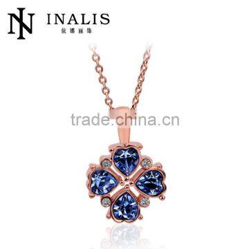 Elegant charm necklace with hand-set cubic zirconia LKN18KRGPN362