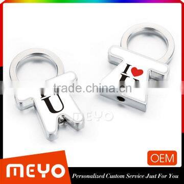 Creative metal pairs twins couple keychain ring in gift box