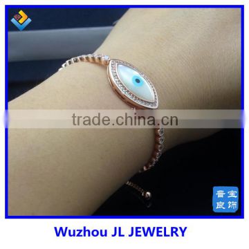 New fashion MOP evil eye 316l titanium steel plated 18k gold bracelet for party