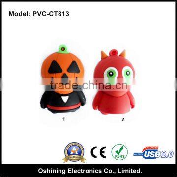 2015 Hot Selling Halloween Style PVC Pumpkin 1GB 2GB 4GB 8GB 16GB 32GB 64GB Usb Stick for promotional gift(PVC-CT813)