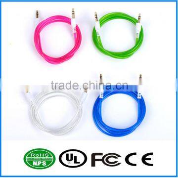 AUX Cable Gold Plated Fluorescent Multicolor Audio I/O Wire Stereo Panel Mount Cable for PC, Car Audio, Audio Equipment