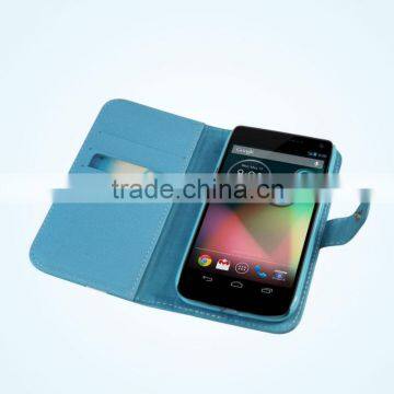 Blue PU wallet case cover with magnet closure for Motorola Moto X