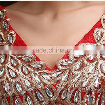 Women's Red V-Neck Print Floor-Length Dress photo-6