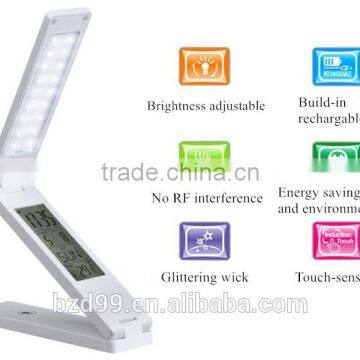 Fashionable USB Port Recgargeable Flexible Folding LED Table Lamp With Calendar Timer Temprature and Alarm Clock Functions photo-5
