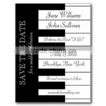 Personalized & romantic black & white piano keyboard music themed wedding invitations
