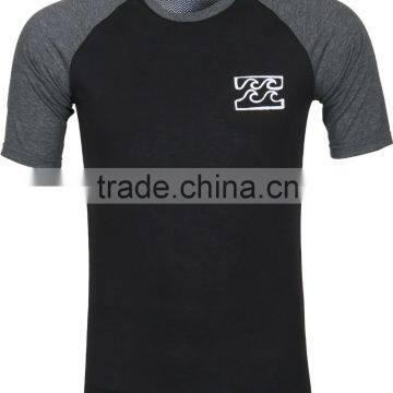 92% Polyester 8% Spandex (Lycra) Short Sleeves Black Compression Shirt / Rash Guard With Grey Sleeves photo-1