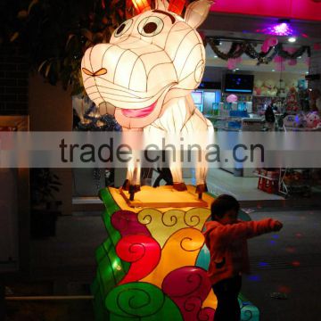 traditional red silk goat lantern