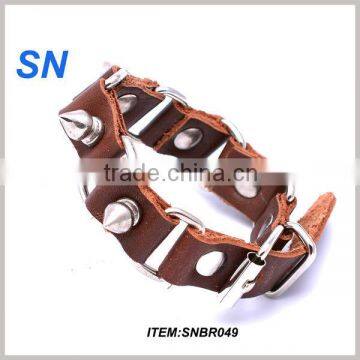 2013 popular genuine leather magnetic copper bracelet