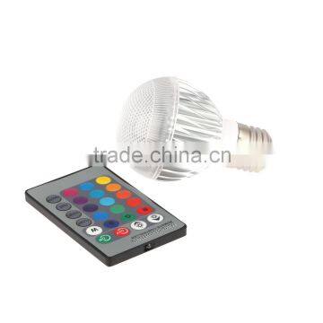 3W RGB LED Bulb AC85-265V E27 Changeable LED Lamp Multi Color with IR Remote Control for Home Decoration Party Ehibition USE