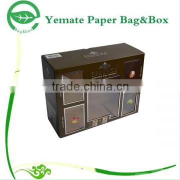 plain black print corrugated paper carton gift box with clear PVC window for wammer bag