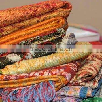 Handmade Scarve Shawl Reversible Silk Kantha Shawl