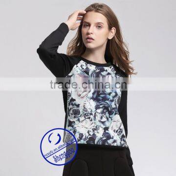 Custom Space Cotton Womens Printed Pullover Raglan Sleeve Sweatshirts Wholesale