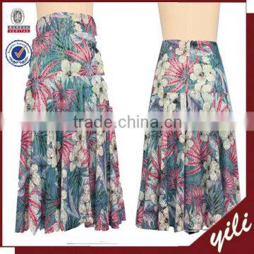 2015 new designs spring collection high waist women print skirt