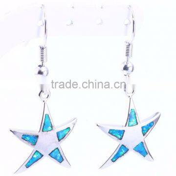 Wholesale 925 Sterling Silver Blue Opal Starfish Earrings