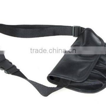 Black PU Leather Cosmetic Brush Bag, Cosmetic Belt Bag With Belt Strap photo-5