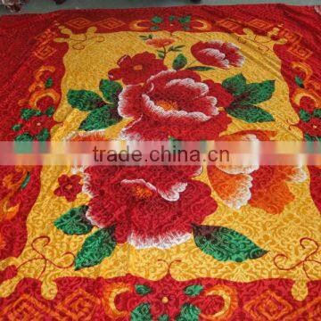 100% polyester emboss flower design 2 pcs stitching velvet bedsheet
