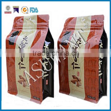 Hot sale and customized print stand up snack food plastic flat bottom side gusset zipper bag for nuts