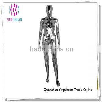 Plastic silver chrome female full body mannequin