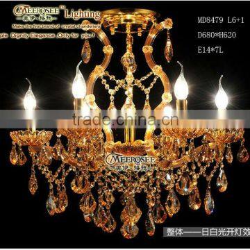 Gold crystal chandelier living lamp fixtures MD8479-L6+1