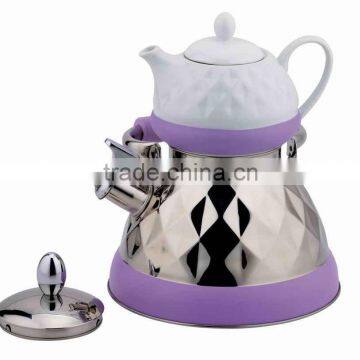 3.0L stainless steel whistling kettle (water kettle) with 1.0L ceramics teapot (teakettle)