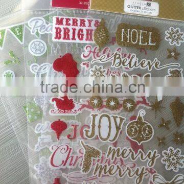 Christmas Cartoon Glitter Powder Sticker,5d Home Decor Pvc Wall Sticker