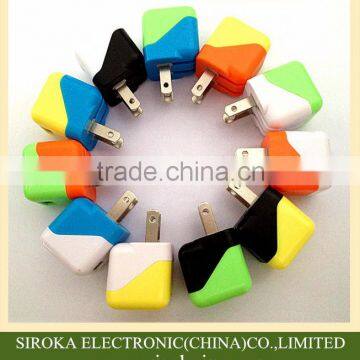 Customized Whipped cream color chargers universal 5V 1A usb travel charger US folding plug for iPhone 6/ Samsung smartphone