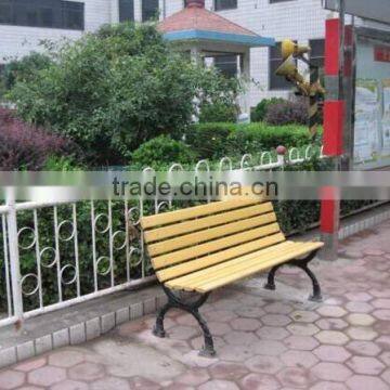 garden wooden bench with cast iron legs