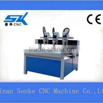 hot sell carve machinefor PVC, plastic, acrylic,paper one-pull-three heads cnc router machine