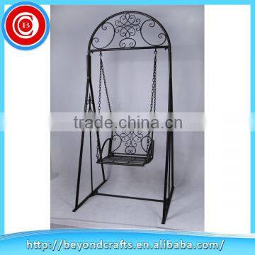 High quality single location metal black garden patio swing chair