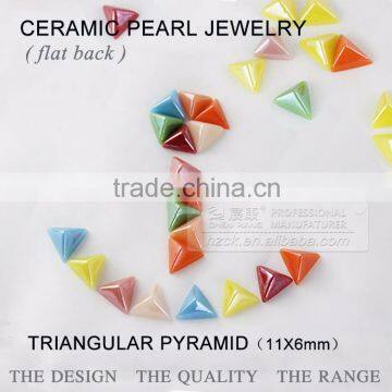 Ceramics Pearl 11*6mm Triangular Pyramid Flat Back Ceramic Rhinestone Factory Direct on Sales photo-2