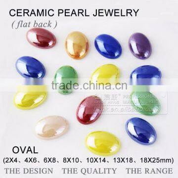 Wholesale flat back pearl oval ceramics pearl beads & crystal rhinestone can resist high temperate