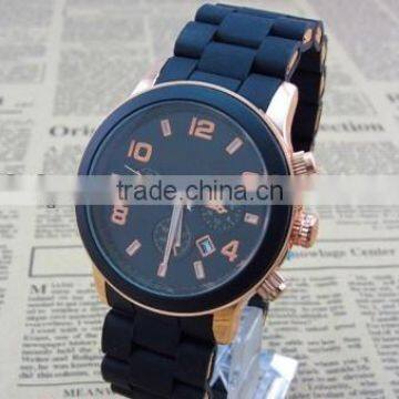high quality slicone band stainless steel quartz watch water resist 5 bar