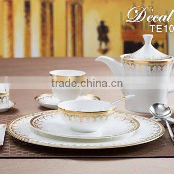 restaurant tableware with gold decal , special cutlery sets