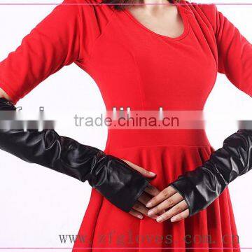 ZF 2311 Winter Fashion Long Leather Fingerless Glove