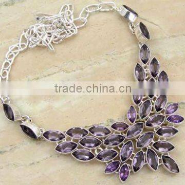 38.40ctw Genuine AMETHYST & .925 Sterling Silver Necklace Jewelry Wholesale