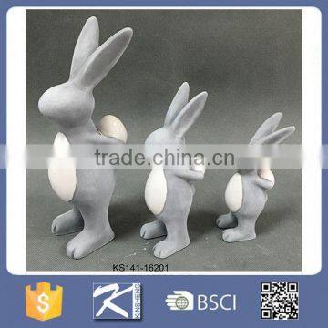 Handmade file decoration concrete color easter ceramic rabbit with egg