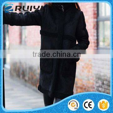 Latest Design Fashion Women Suede Lamb Wool Long Coat photo-2