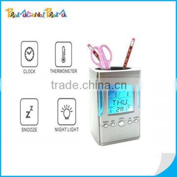 Multi-function Pen Container Color Screen Calendar Clock