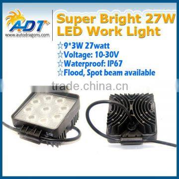High Power 27W Square LED Work Lamp for ATV Jeep 4x4 Tractor Truck