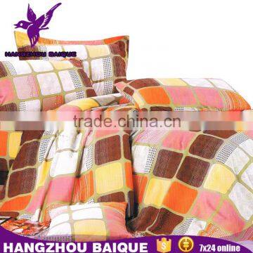 Square Block Design Classic Colorful Orange Pure Polyester Bedding Set