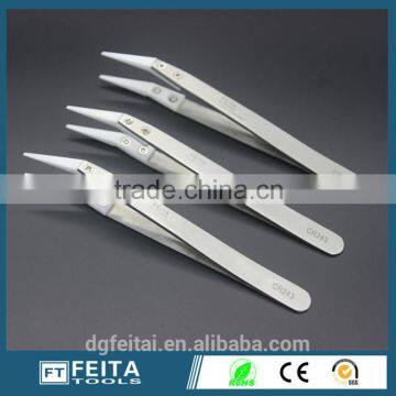 CR243 Stainless Steel Curved Ceramic Tip Tweezers for E-Cigarettes photo-2