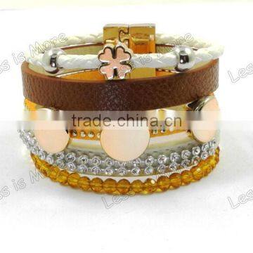 Woven style metal energy magnetic bracelet with glass bead