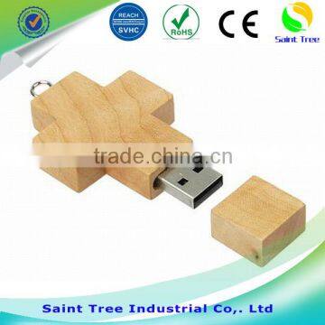 real capacity wooden cross usb stick