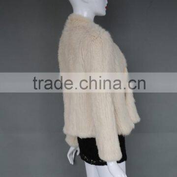 Women's Fashion Oversize Knitted Rabbit Fur Short Coat Ladies Winter Fur Coat