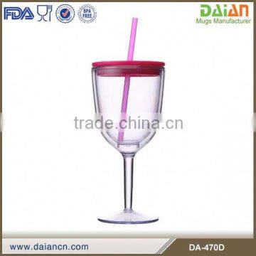 Cup Inside Double Wall With Lid Acrylic Wine Tumbler photo-5